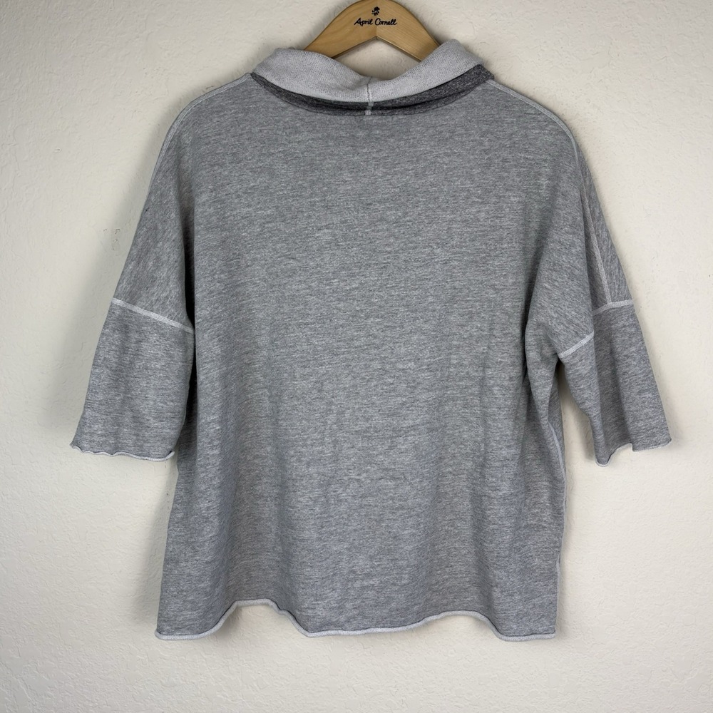 James Perse 3 L Cowl Sweatshirt Top Gray Dolman 3/4 Sleeve Minimalist Lagenlook - Picture 6 of 6